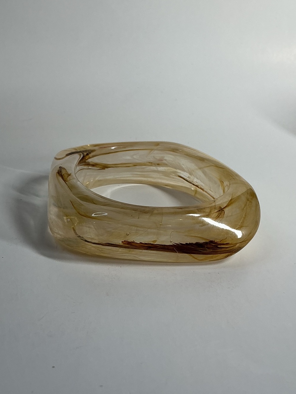 Translucent Amber Resin Square Bangle Bracelet for Women